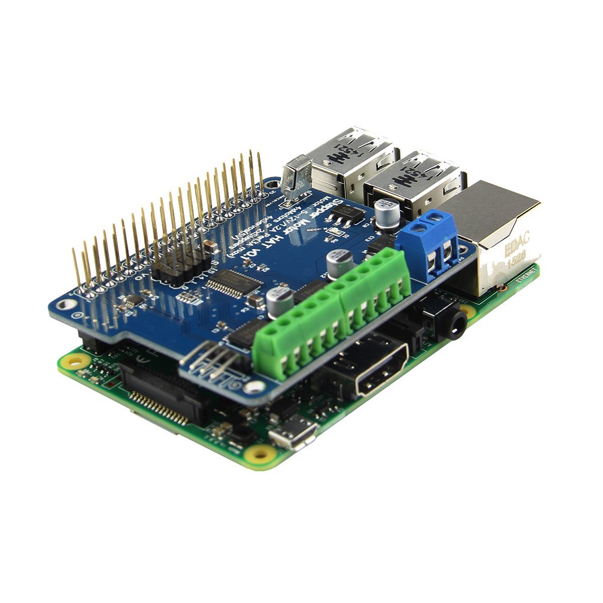 Stepper Motor HAT for Raspberry Pi 3B/3B+/2B/2B+/A+, Motor Controller Drives Two Stepper Motors, Use for Players DIY Robot, Intelligent car, Mechanical arm, Intelligent PTZ etc