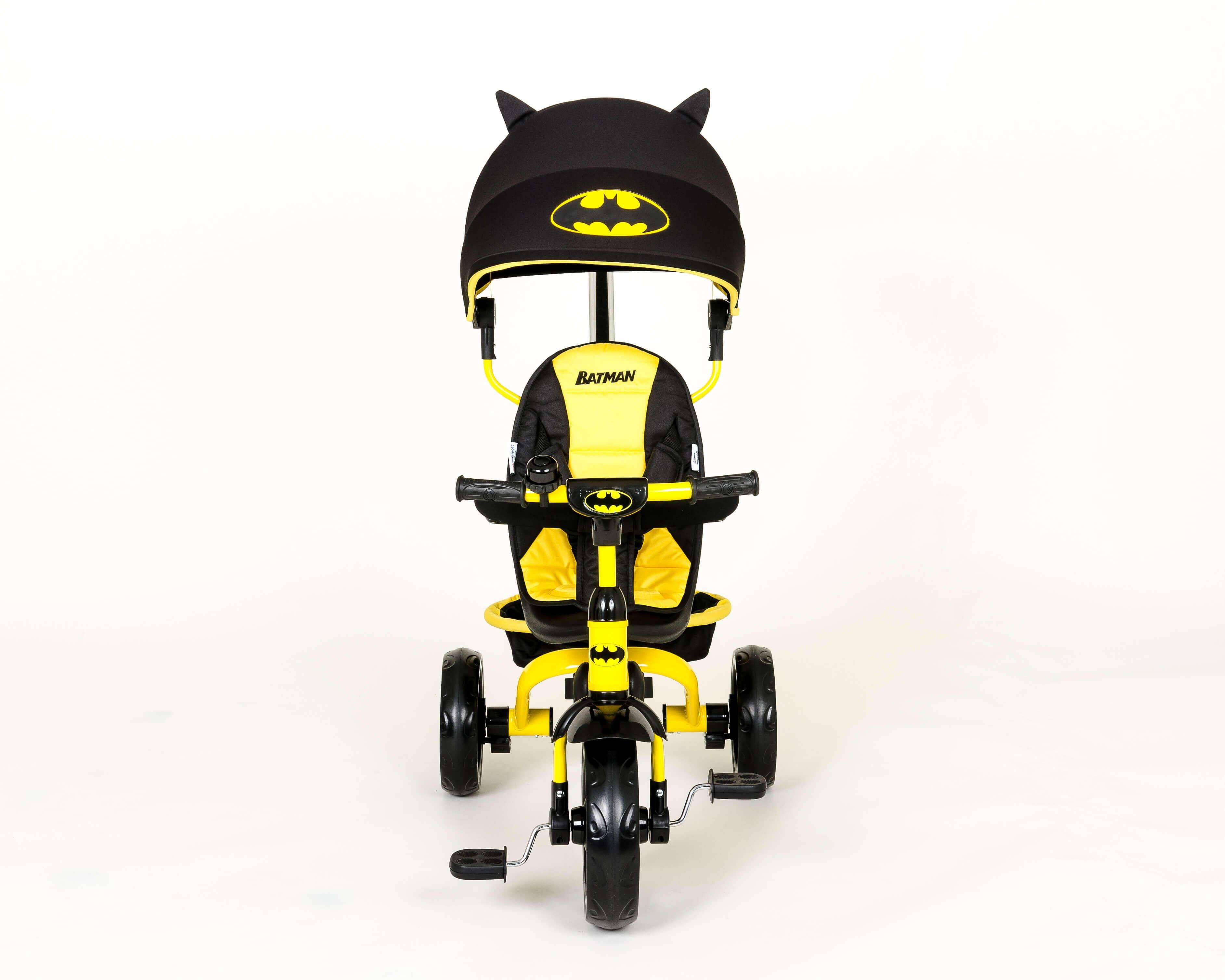 Kids Batman 4-in-1 Push and Ride Stroller Tricycle with Foldable Roof