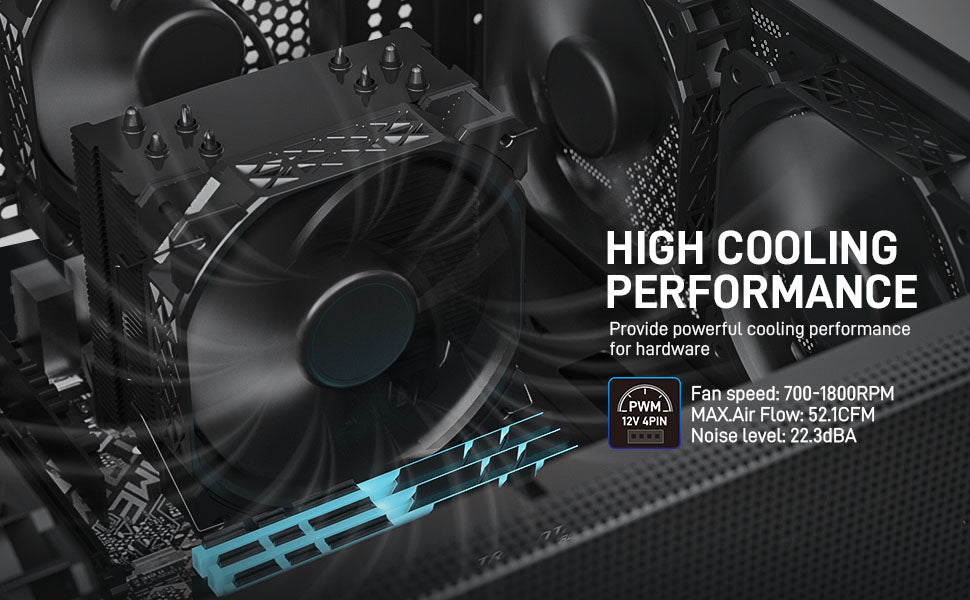 Darkrock PX4 CPU Air Cooler for LGA 1700 1200 & AM5 AM4 Silent PWM Fan 180W  TDP