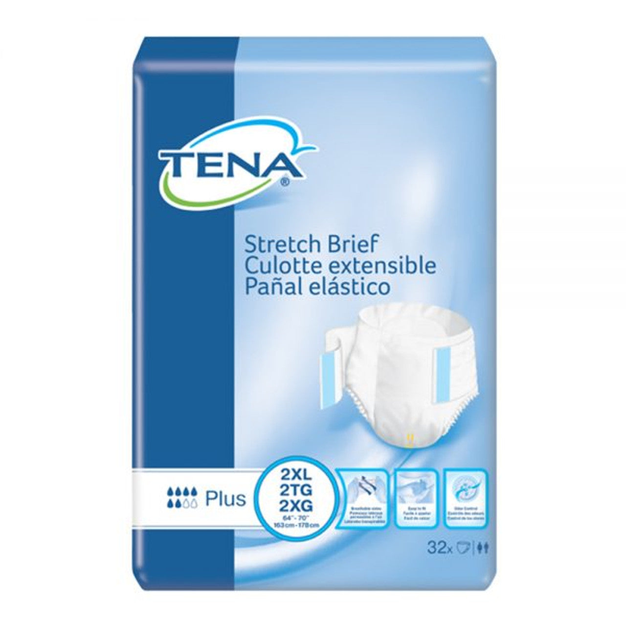 TENA Stretch Plus Incontinence Brief, Moderate Absorbency, Unisex, XXL
