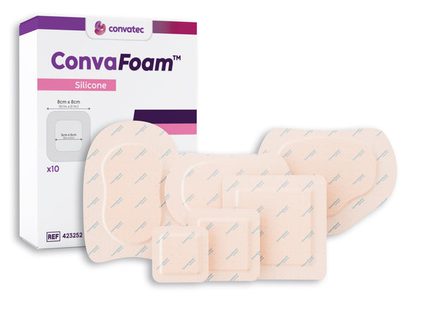 ConvaFoam Adhesive Silicone Hydrofiber Foam Dressing, Large, Sacral, 9.4