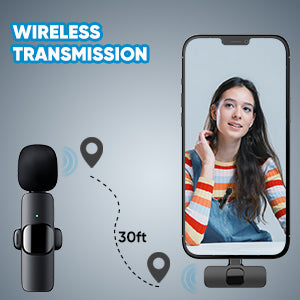 Apexel K9 Wireless Lavalier Microphone