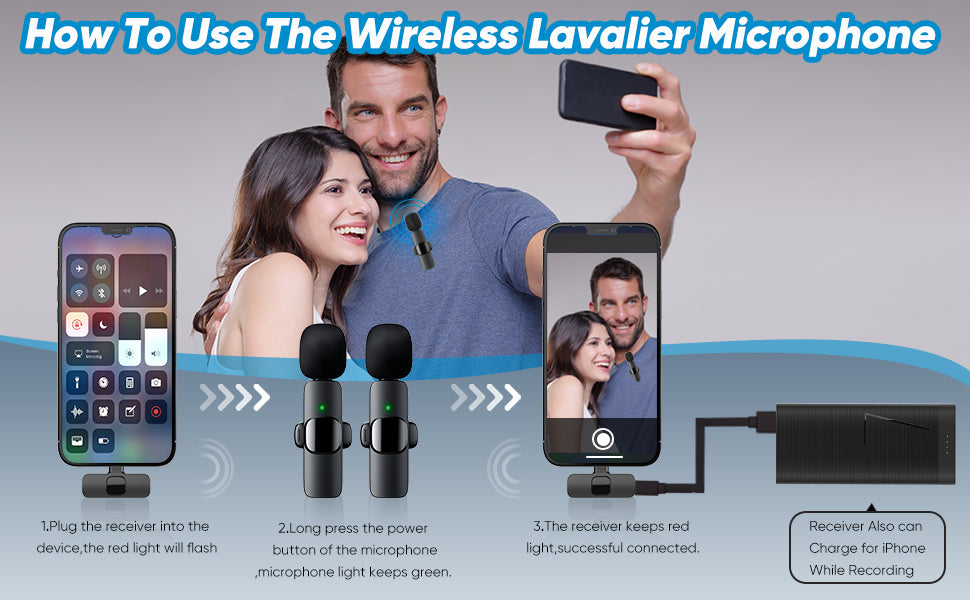 Apexel K9 Wireless Lavalier Microphone