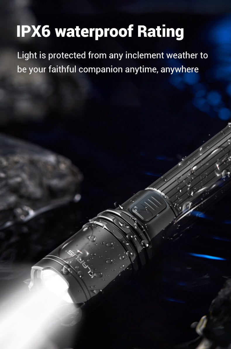 Taktische Taschenlampe mit IPX6-Wasserdichtigkeitsbewertung