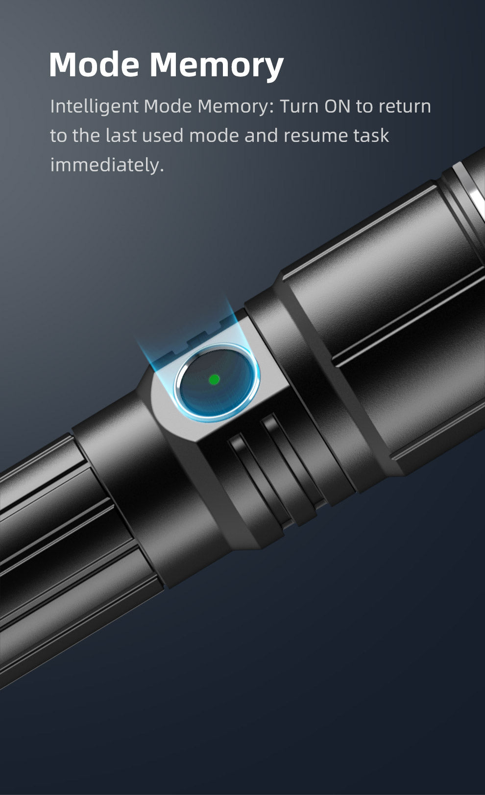 intelligent mode memory tactical flashlight