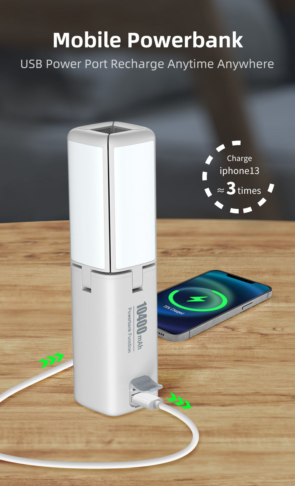 Mobile Powerbank USB Power Port Jederzeit und überall aufladen Laden Sie das iPhone 13 ungefähr 3 Mal vollständig auf