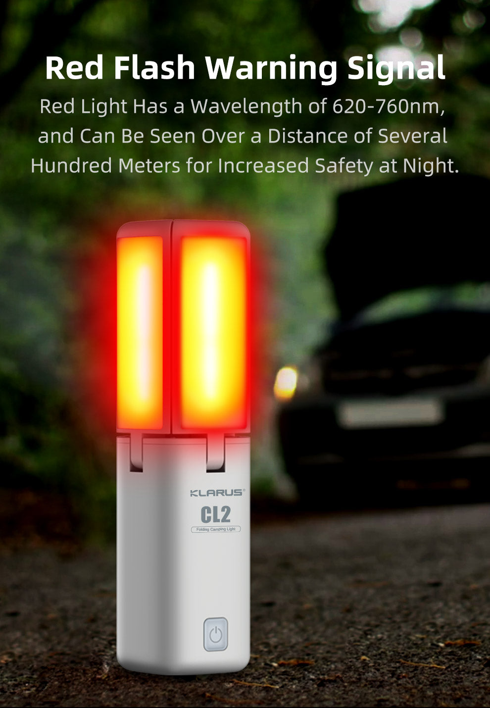 Red Strobes Warning Signal Red light has a wavelength of 620-760nm, and can be seen over a distance of several hundred meters for increased safety at night