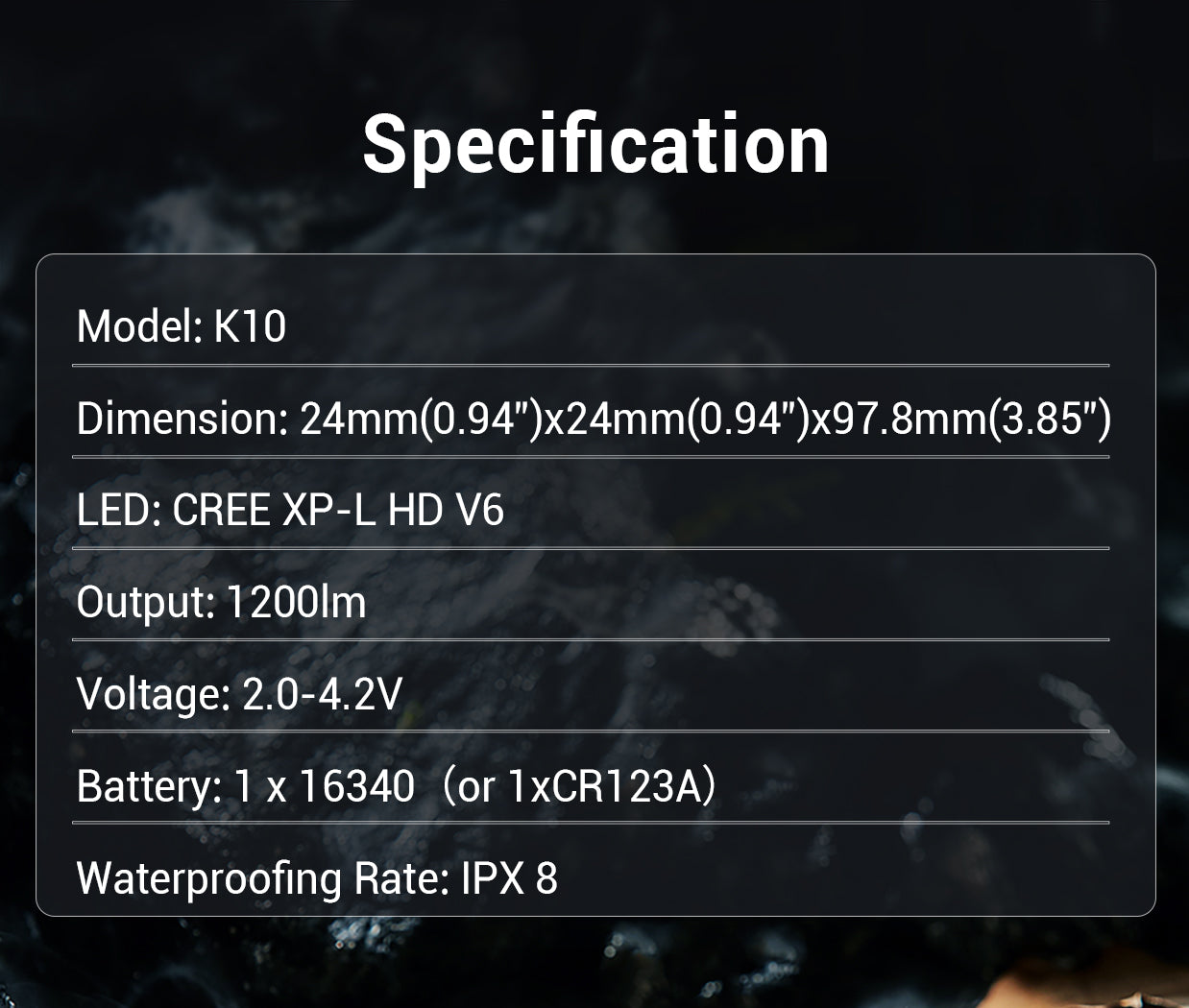 spécifications de la lampe de poche EDC haute performance