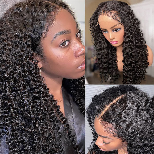 4C Kinky Edges Deep Wave Wig Lace Frontal Wigs Human Hair HD Lace Wigs with Kinky Baby Hair