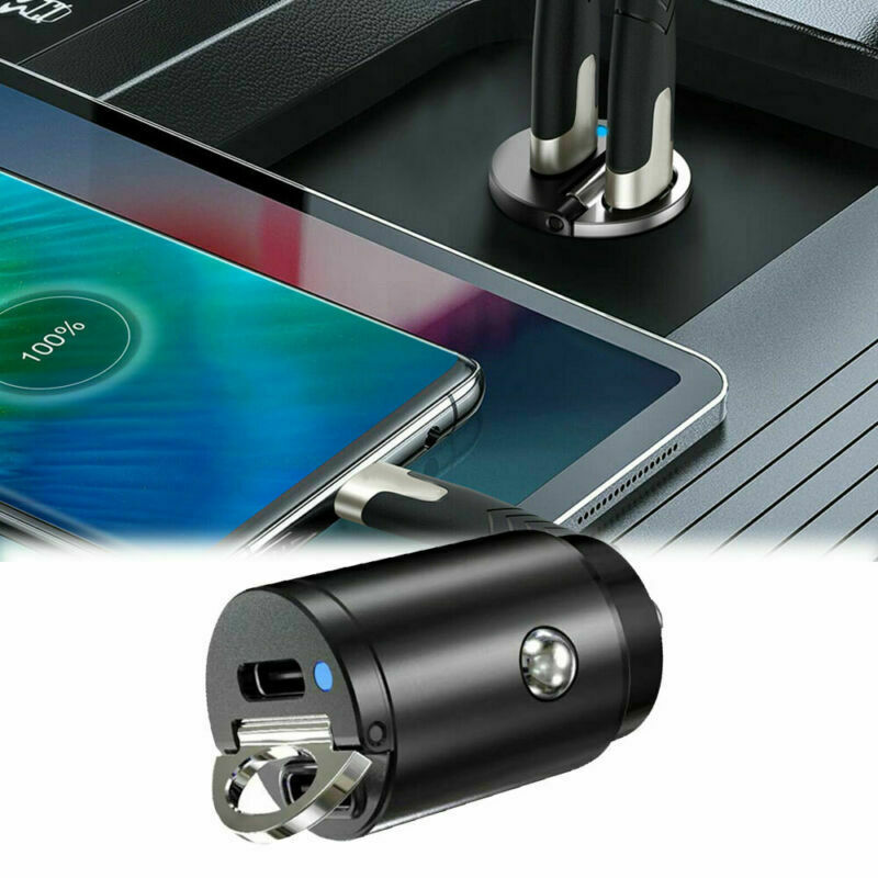Dual USB Car Charger Type C QC3.0 30W Fast Charging Car Phone Charger Adapter