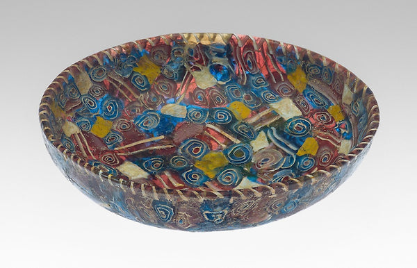 Round mosaic glass bowl