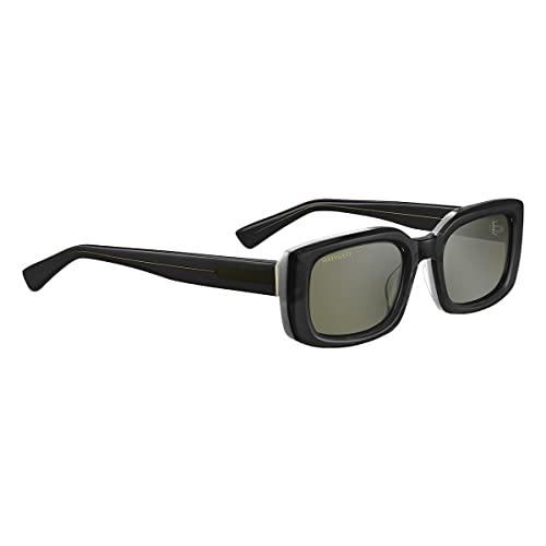 Serengeti Nicholson Polarized Rectangular Sunglasses, Shiny Black Transparent Layer, Small