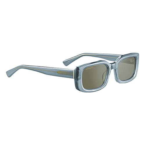 Serengeti Nicholson Polarized Rectangular Sunglasses, Shiny Crystal Blue, Small