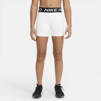 New Nike Big Kids Nike Pro logo-emblazoned waistband Shorts X-Small White