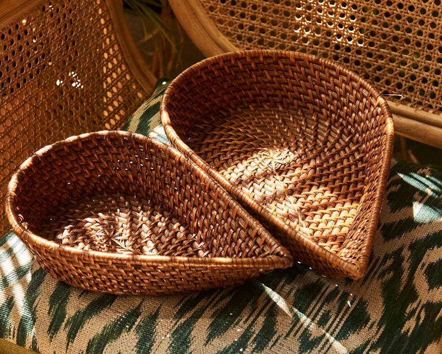 Luntian Leaf Woven Rattan Nesting Baskets, Set of 2