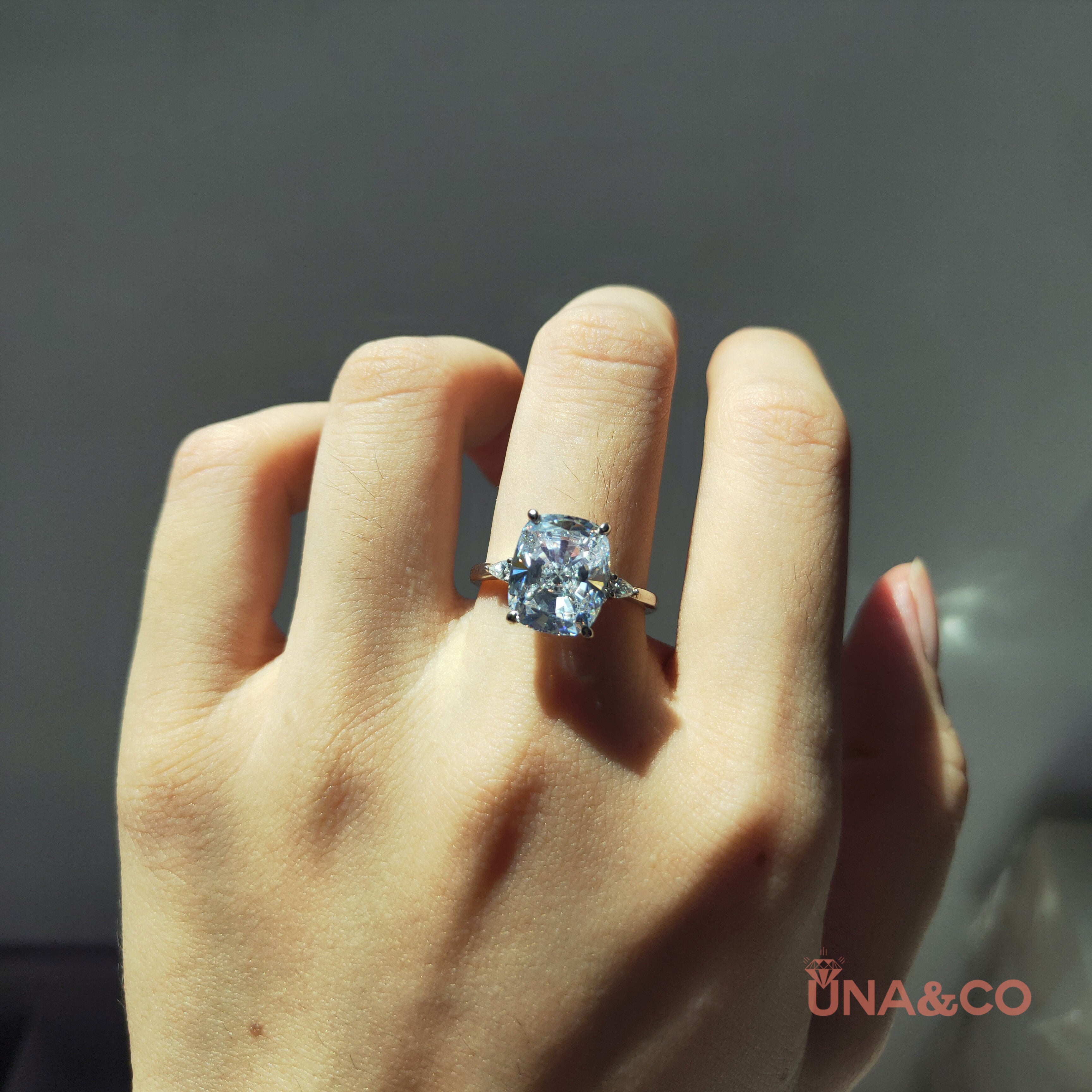 Brilliant Rectangular Cushion-Cut Engagement Ring – UNA&CO
