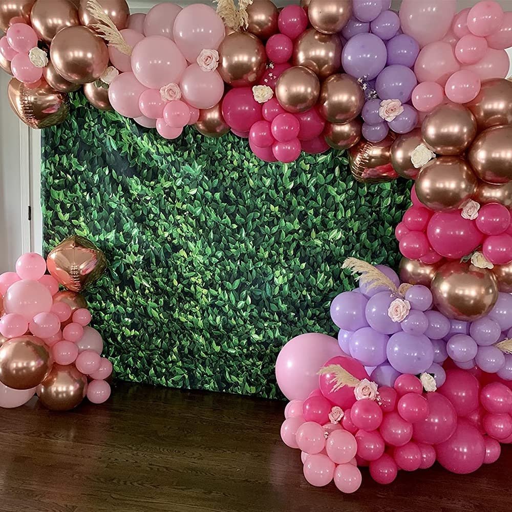 Pink & Purple With Rose Gold Colourful Latex & Foil Balloon Arch Kit 144 PCS