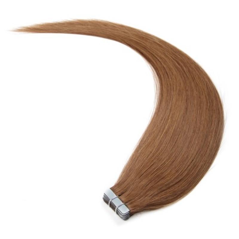 Light Brown 8# Straight Seamless Tape In Hair Extensions