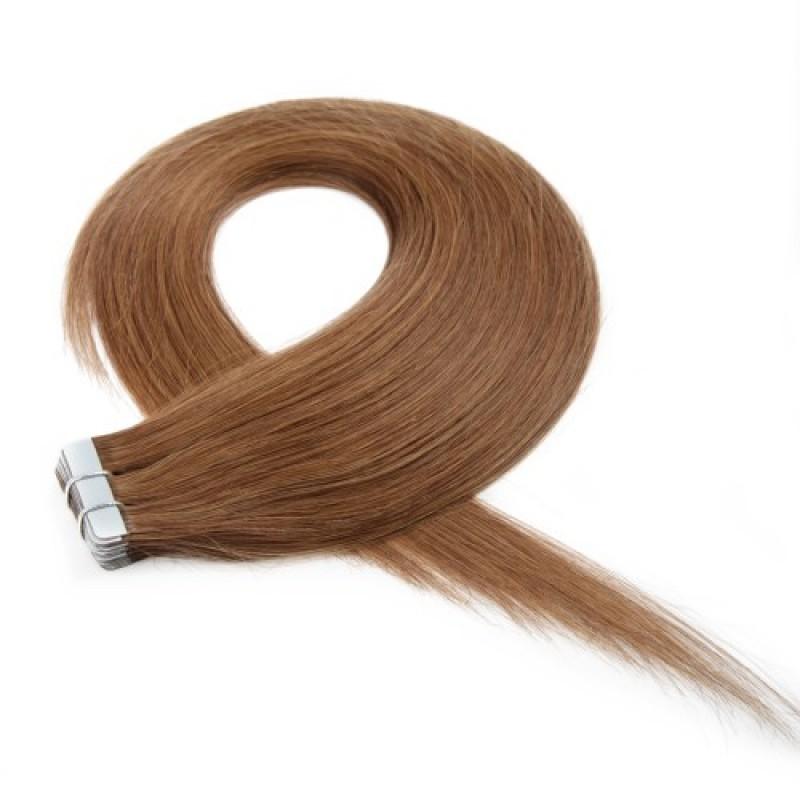 Light Brown 8# Straight Seamless Tape In Hair Extensions