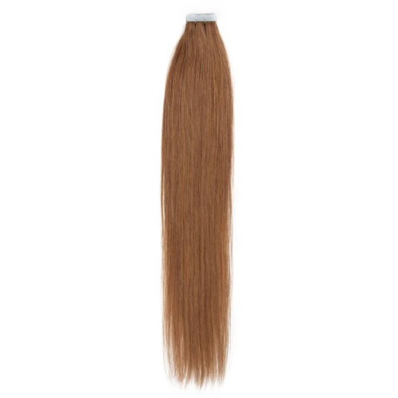Light Brown 8# Straight Seamless Tape In Hair Extensions
