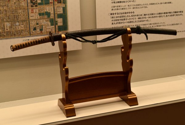 antique katana displayed in museum