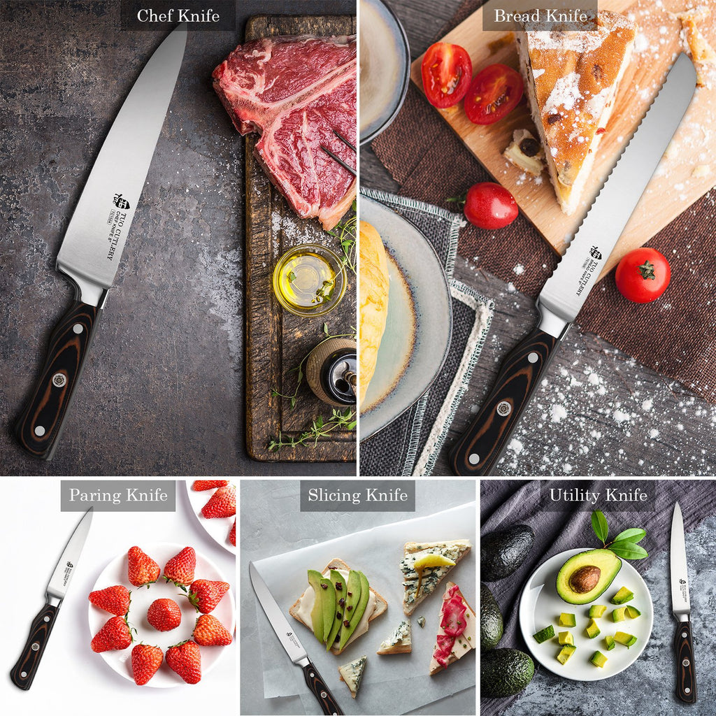 knife set,useful knives,tuo cutlery,meat knife,vegetable knife,slicer,utility knife