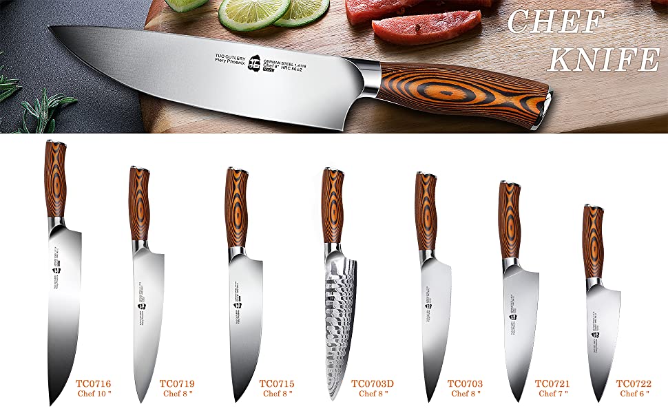 Tuo Cutlery, Professional Chef Knives, Kitchen Knives, High Carbon Stainless Steel, Razor sharp edge, Gyuto, Full Tang, Chef’s Knives, Pakkawood Handle
