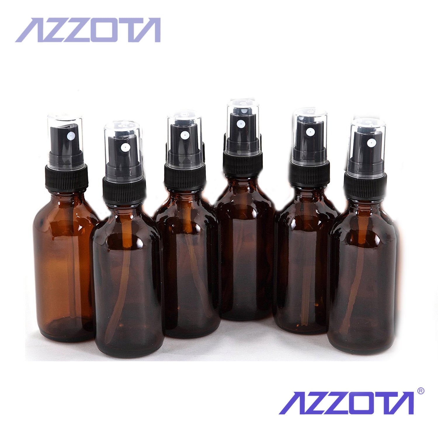 Azzota? Glass Bottles with Fine Mist Sprayer Top, Amber, 50ml (2oz)