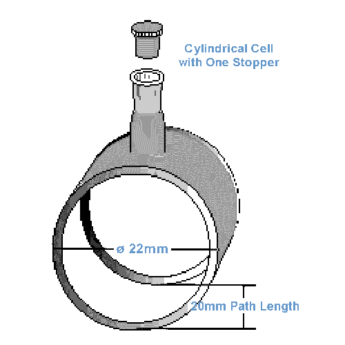 Azzota? Cylindrical Cuvette, 5.7ml, 20mm Pathlength, One Stopper