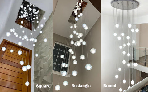 square, rectangle, round shape of chandelier