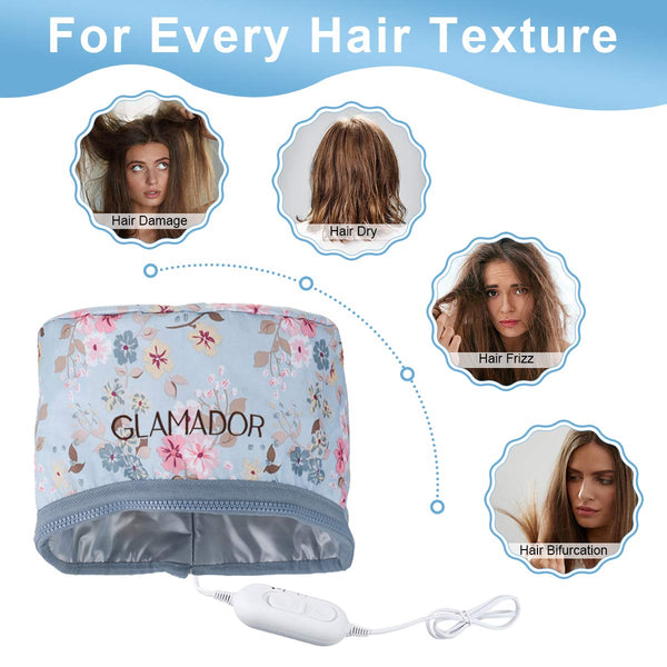 GLAMADOR 110V Hair Care Cap, Thermal Cap for Home Nourishing Hair Spa Hair Care w/ 2 Level Temperature Control