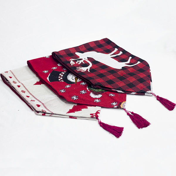 Cotton Linen Elk Snowman Table Runner Christmas Gift Christmas Decor for Home Kitchen 2020 Xmas Ornaments