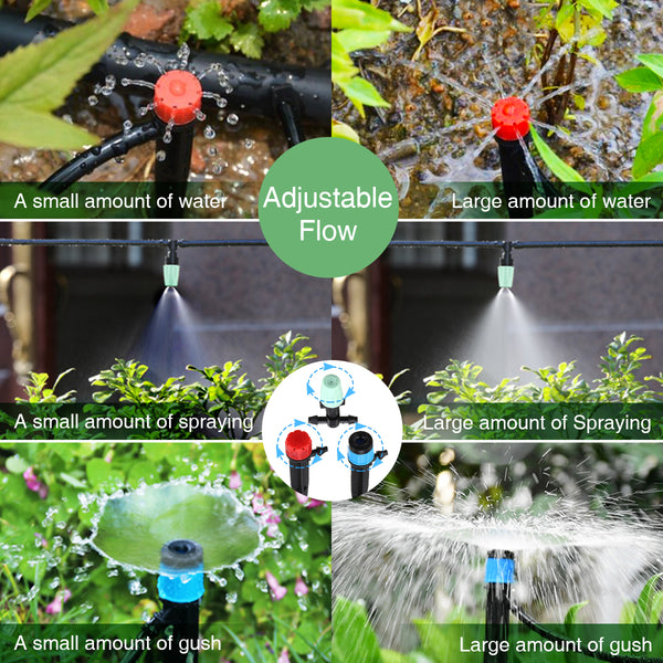 82Ft/25M Drip Garden Watering Irrigation Kits w/ Y Valve/Misting Nozzles/Drip Emitters/Dripper for Greenhouse, Garden