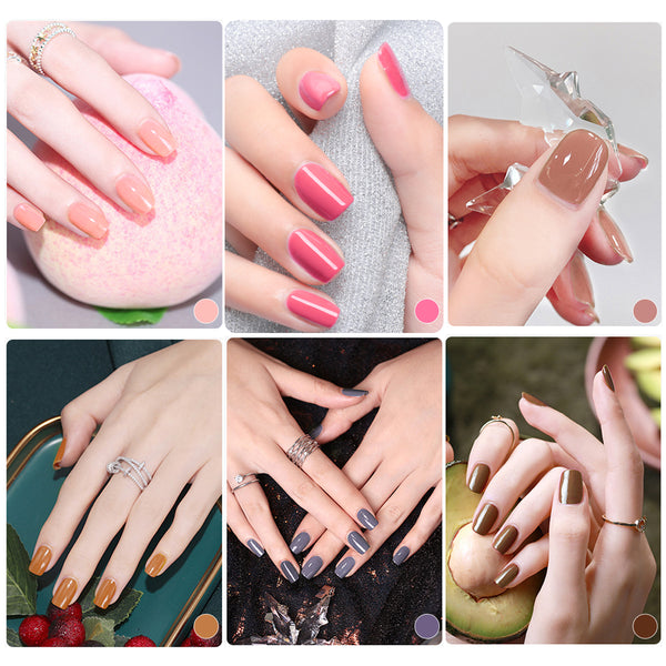 8PCS Gel Nail Polish Set, Soak Off Gel Polish, 6 Colours UV Gel Nail Polish & Base/Top Coat