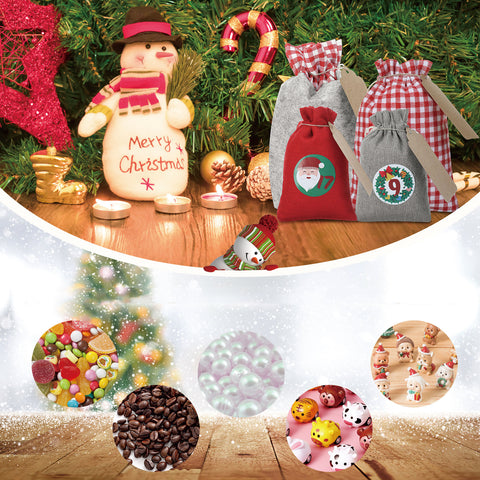 Weihnachten Countdown Adventskalender füllen Sie von sich selbst, w / Geschenk-Taschen Nummer Aufkleber, Clips, Kraft Papier, Bindfäden