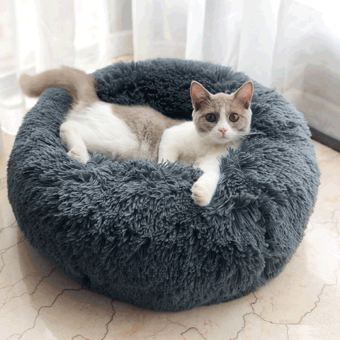 Warm Round Pet Bed Dog Cat Bed Long Plush Super Soft Kennel Dog Cat Co –  Luckyfine