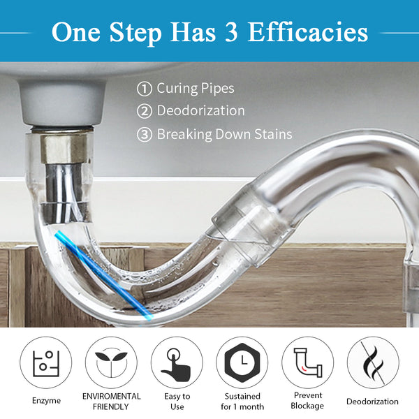 Drain Cleaner Sticks Deodorizer Enzymatic for Kitchen Sink Bathroom Toilet Sewer 100% Natural Degradation