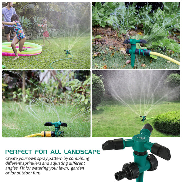 2 Set Garden Lawn Sprinkler w/ 2 pcs 360 Degree Rotary Butterfly Sprinklers 3,000 Sq. Ft Coverage