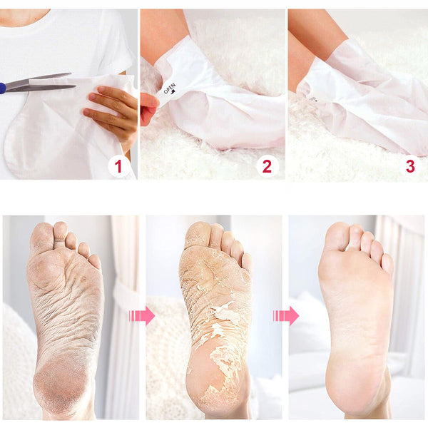 4 paires Rose Foot Peeling Mask, 7 Jours Repair Rough Heel for Soft Nourish Feet, Removes Calluses & Dry Skin