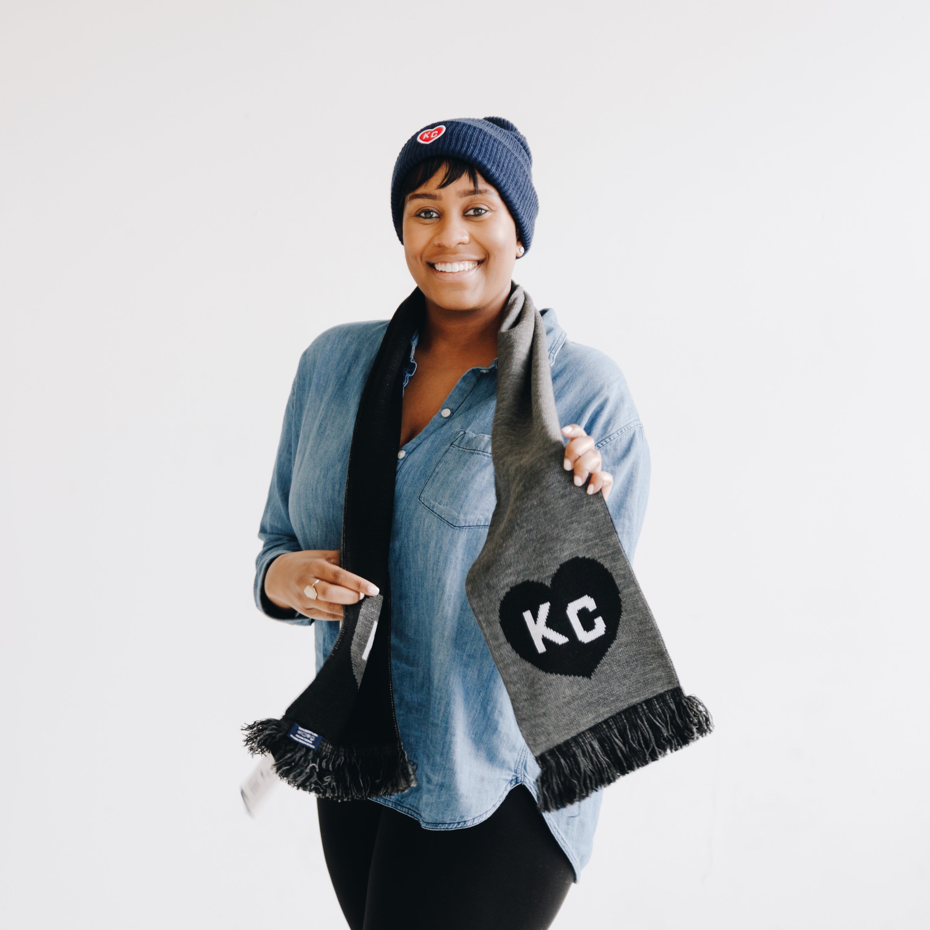 Charlie Hustle KC Heart Scarf: Black