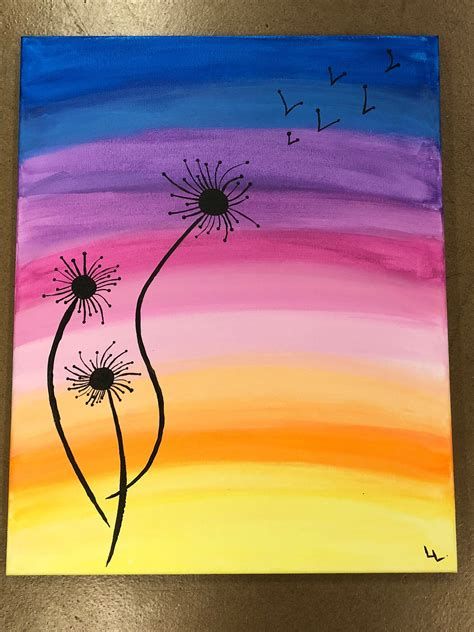 Easy Flower Painting Ideas for Beginners, Dandelion Painting, Easy Acrylic Flower Paintings, Simple Flower Painting Ideas for Kids, Easy Flower Canvas Paintings, Simple Abstract Flower Art