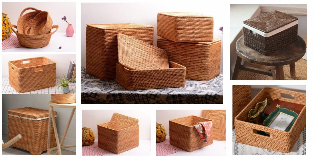 Woven Storage Baskets, Rattan Storage Baskets for Kitchen, Storage Bas –  artworkcanvas