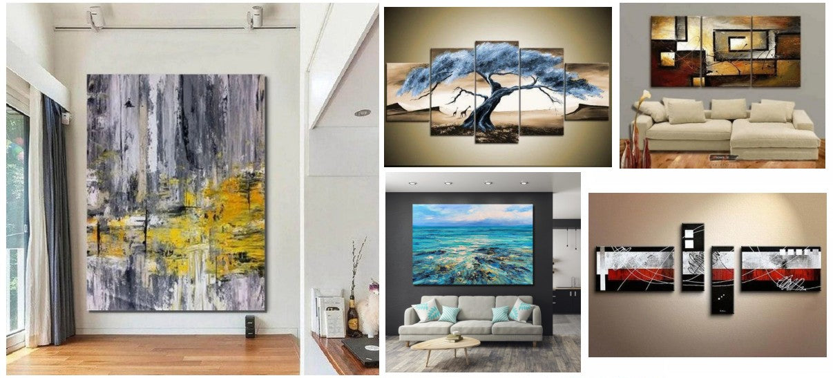 Oversized Wall Art, Living Room Oversized Paintings, Large Painting on ...