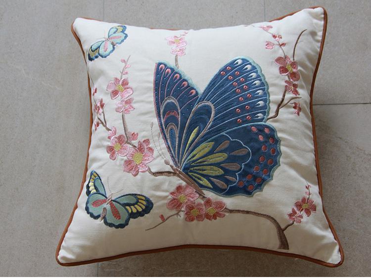 Butterfly Cotton and linen Pillow Cover, Decorative Throw Pillows for Living Room, Decorative Sofa Pillows