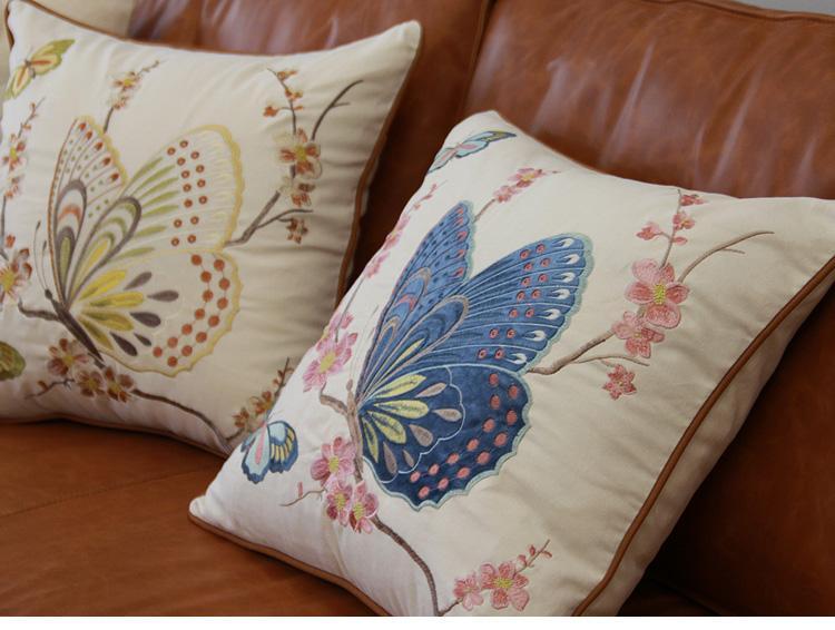 Butterfly Cotton and linen Pillow Cover, Decorative Throw Pillows for Living Room, Decorative Sofa Pillows