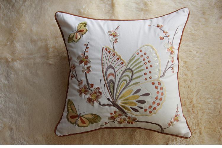 Butterfly Cotton and linen Pillow Cover, Decorative Throw Pillows for Living Room, Decorative Sofa Pillows