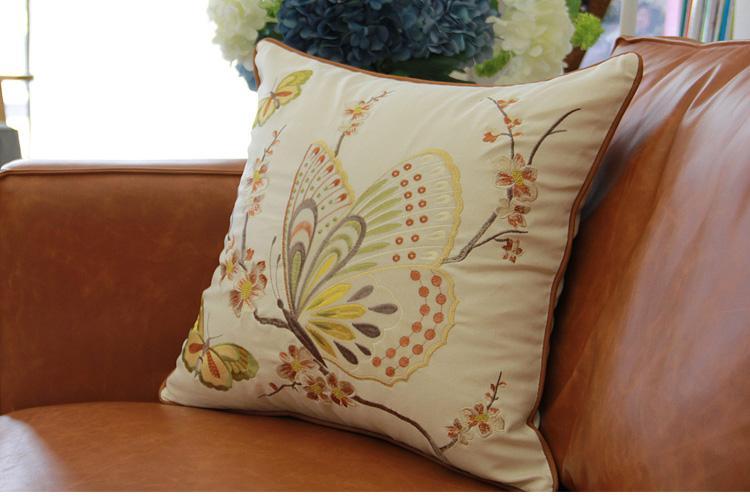 Butterfly Cotton and linen Pillow Cover, Decorative Throw Pillows for Living Room, Decorative Sofa Pillows