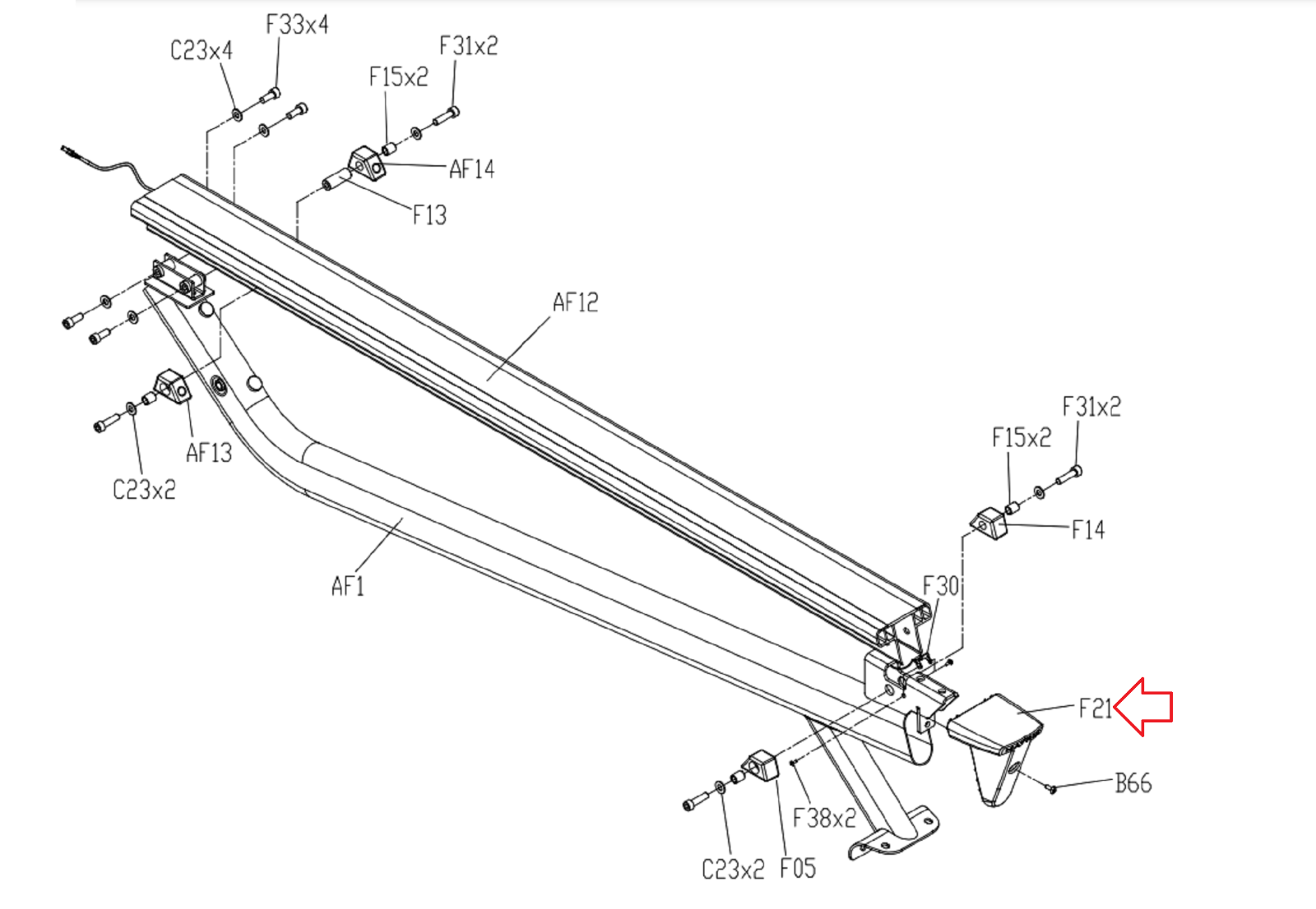 Matrix Commercial AR11 Rower Guide Rail Black End Cap 1000353667