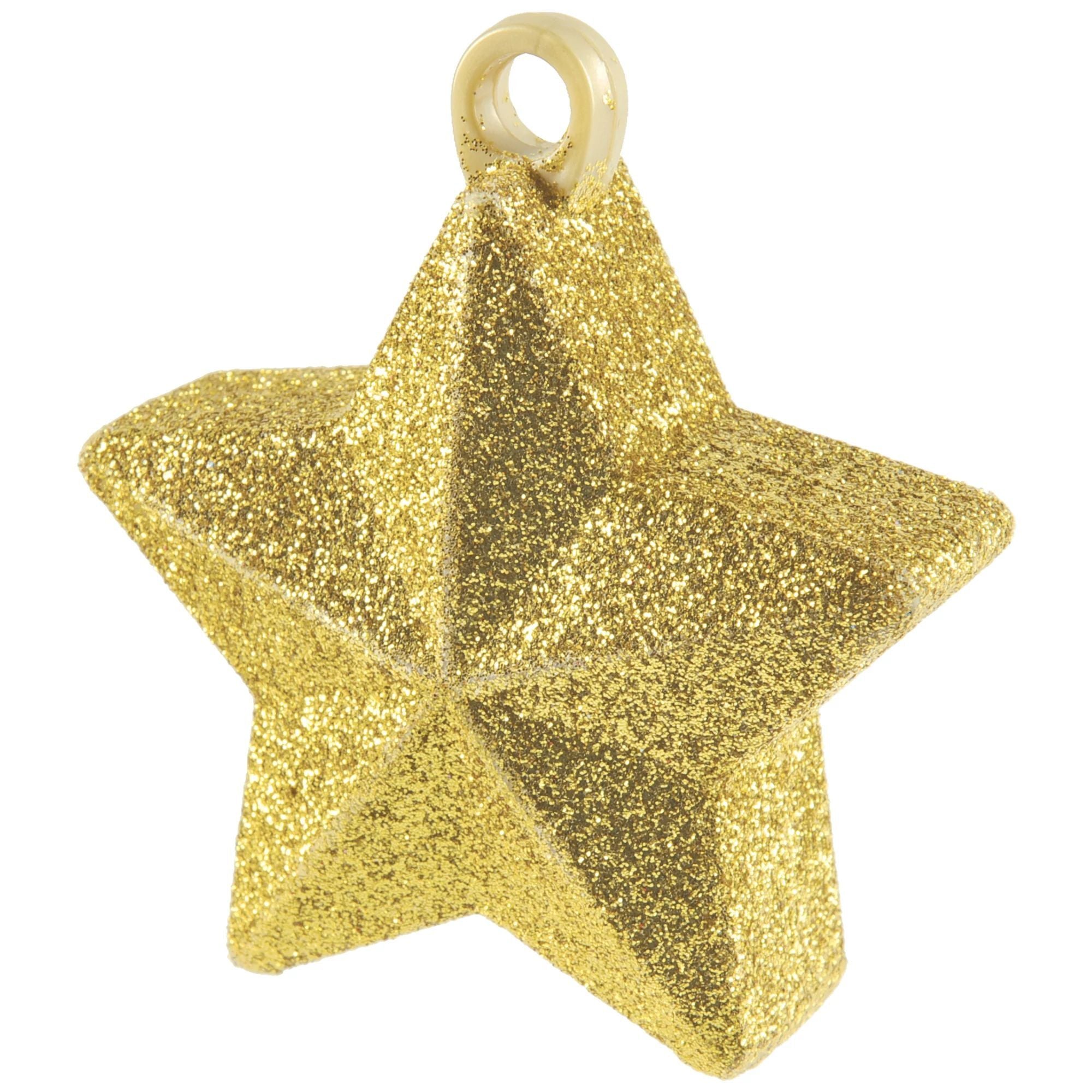 White Gold Star Glitter Foil Balloon Weight, 1 Count