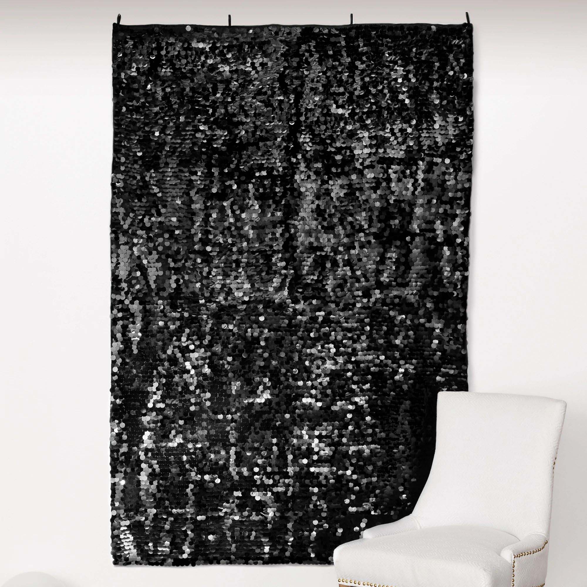 Black Sequin Backdrop, 72 x 48 Inches, 1 Count